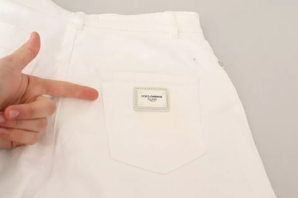 Dolce & Gabbana Weiße MONICA Boot Cut Denim Jeans aus Baumwolle