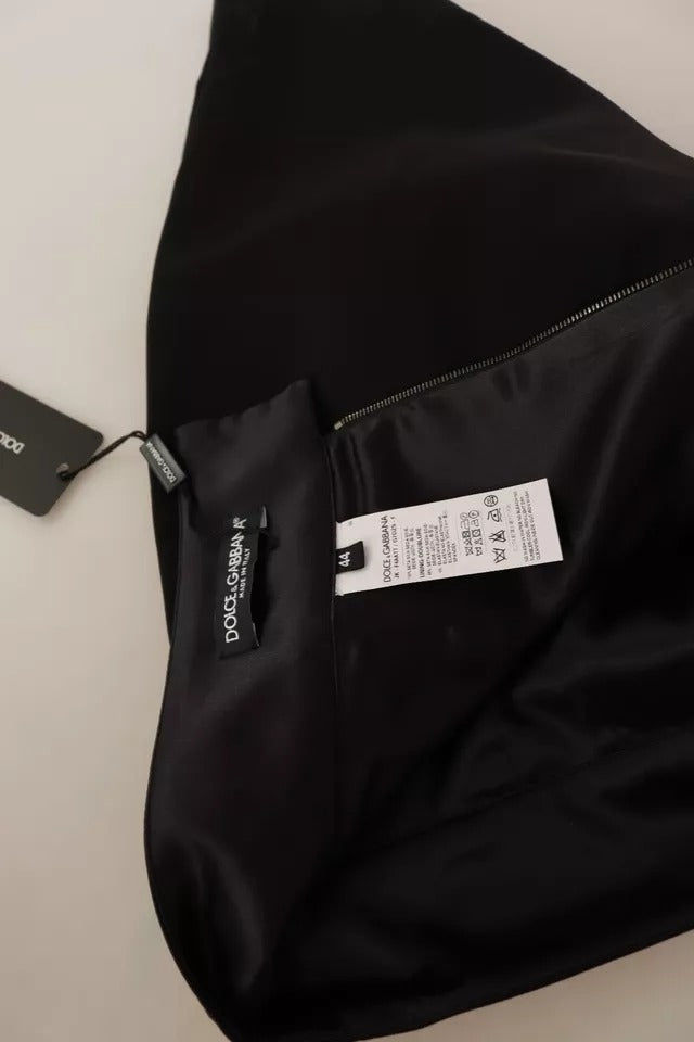 Dolce & Gabbana Schwarzer Seidenrock mit hoher Taille und Mini-Bleistiftschnitt