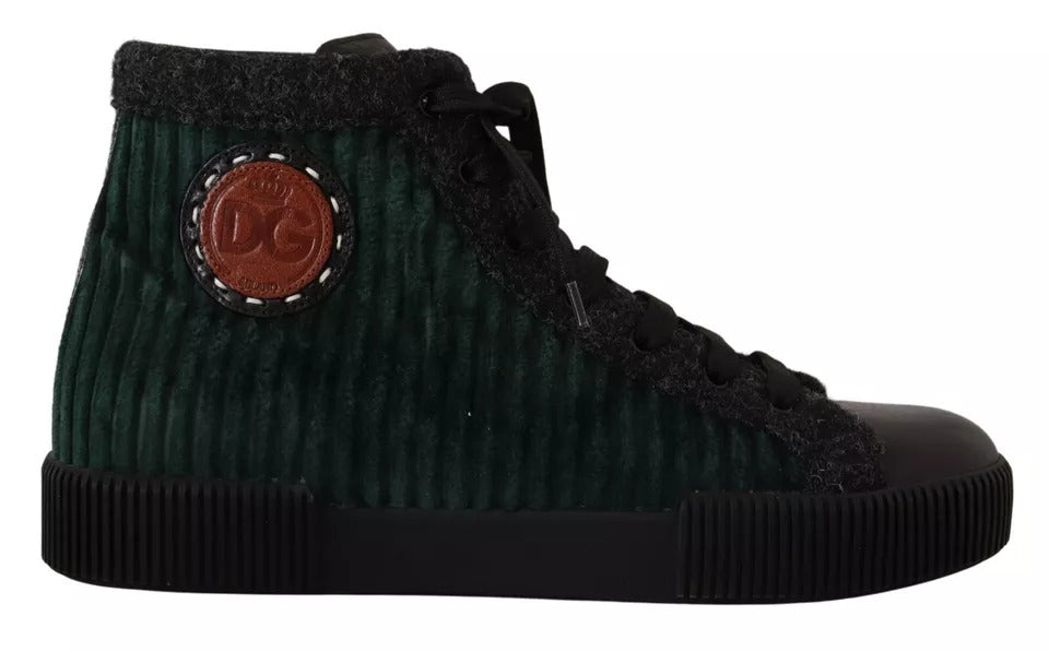 Dolce & Gabbana Grüne High-Top-Sneaker aus Cord, Herren Freizeitschuhe