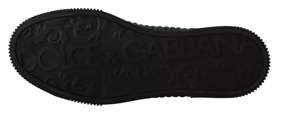 Dolce & Gabbana Grüne High-Top-Sneaker aus Cord, Herren Freizeitschuhe