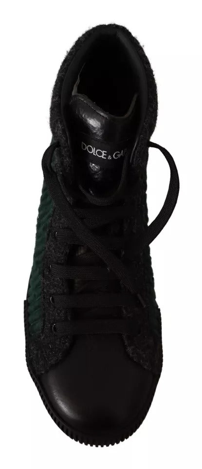 Dolce & Gabbana Grüne High-Top-Sneaker aus Cord, Herren Freizeitschuhe