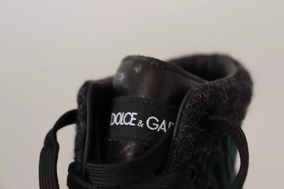 Dolce & Gabbana Grüne High-Top-Sneaker aus Cord, Herren Freizeitschuhe