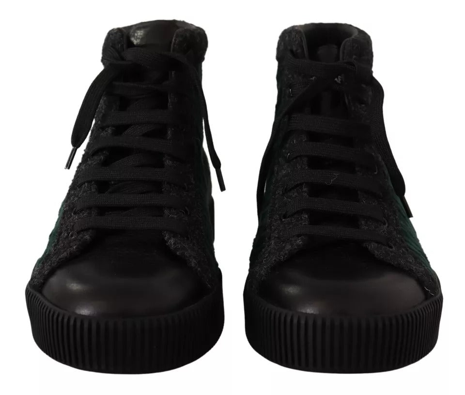 Dolce & Gabbana Grüne High-Top-Sneaker aus Cord, Herren Freizeitschuhe