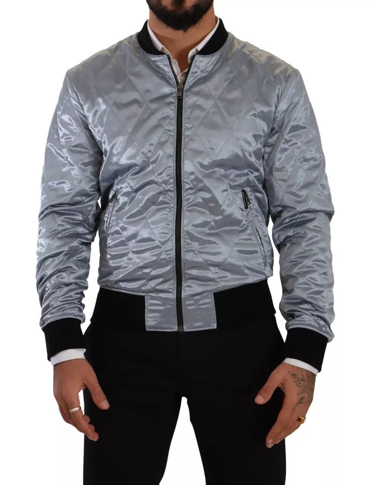 Dolce & Gabbana Hellblauer Bombermantel Männer Jacke