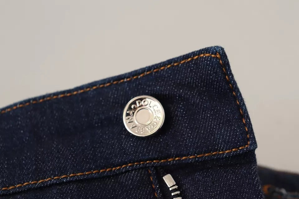 Dolce & Gabbana Dunkelblaue verschönerte Denim Hot Pants Shorts