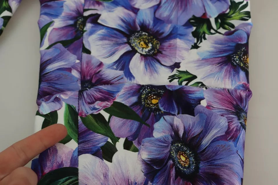 Dolce & Gabbana Lila Floral Print Tapered Cotton Pants