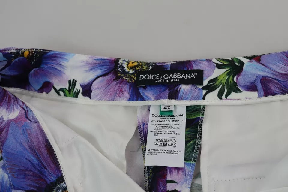 Dolce & Gabbana Lila Floral Print Tapered Cotton Pants