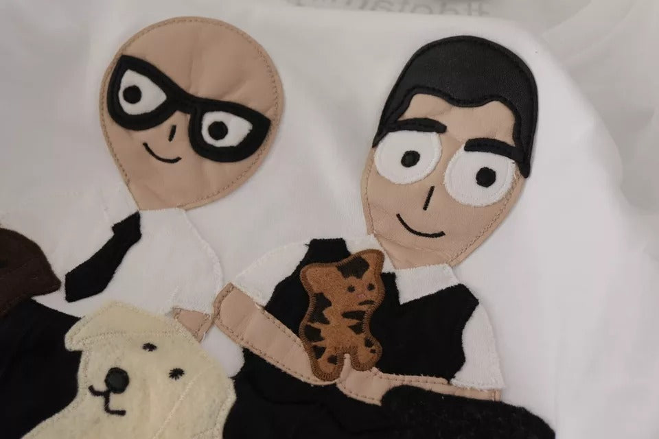 Dolce & Gabbana Weißes #DGFamily Patch Top Baumwoll-T-Shirt