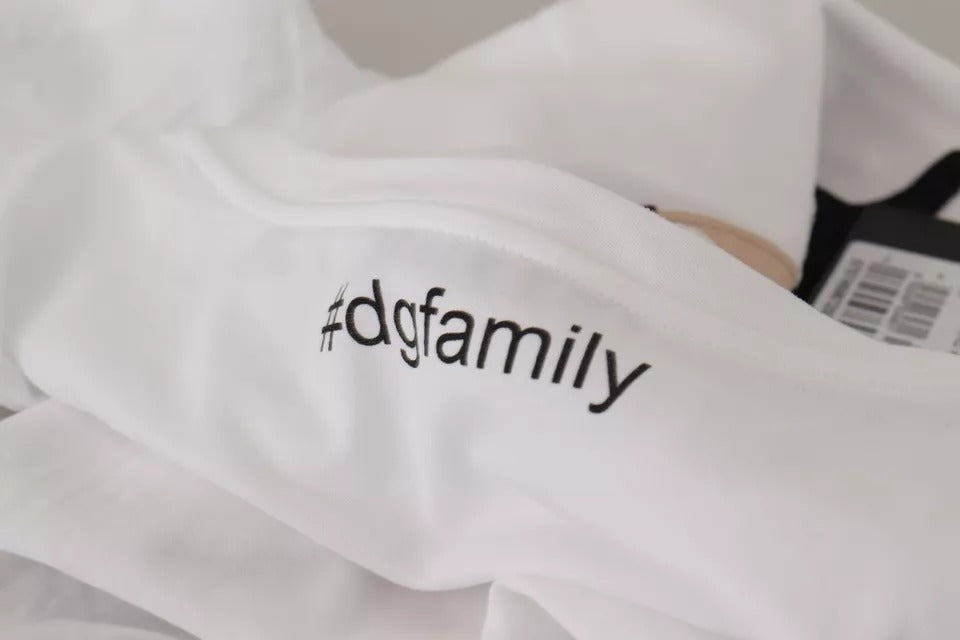 Dolce & Gabbana Weißes #DGFamily Patch Top Baumwoll-T-Shirt