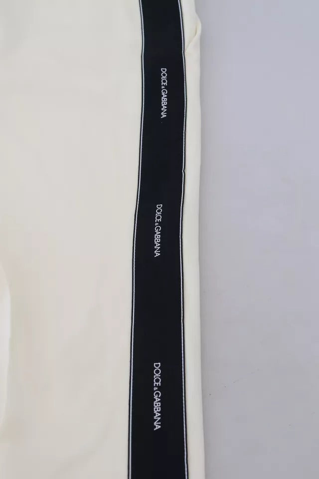 Dolce & Gabbana Weiße konisch zulaufende Wollhose mit hoher Taille