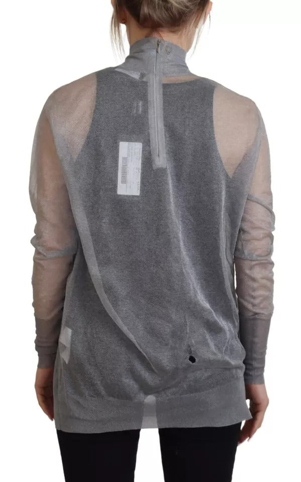 Dolce & Gabbana Grauer durchsichtiger Rollkragenpullover