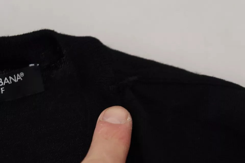 Dolce & Gabbana Schwarzer Pullover mit Rundhalsausschnitt und langen Ärmeln