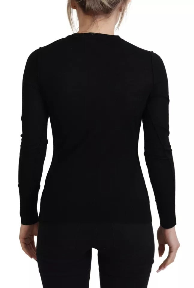 Dolce & Gabbana Schwarzer Pullover mit Rundhalsausschnitt und langen Ärmeln
