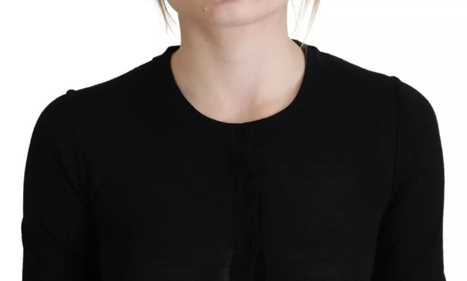 Dolce & Gabbana Schwarzer Pullover mit Rundhalsausschnitt und langen Ärmeln