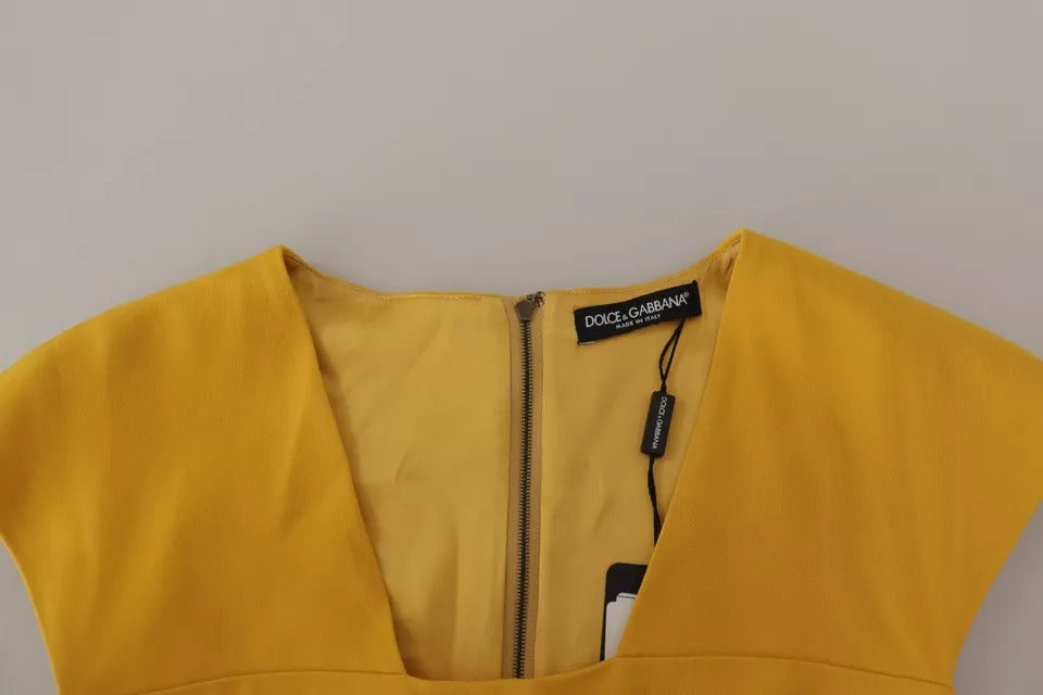 Dolce & Gabbana Gelbes ärmelloses Midikleid aus Viskose