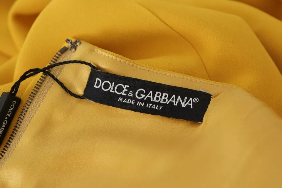 Dolce & Gabbana Gelbes ärmelloses Midikleid aus Viskose