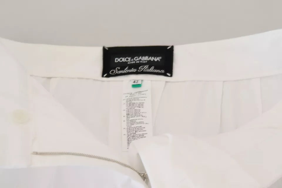 Dolce & Gabbana Weiße Jacquard-Hose aus Baumwollmischung mit mittlerer Taille