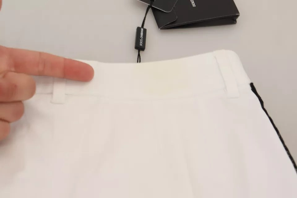 Dolce & Gabbana Weiße Jacquard-Hose aus Baumwollmischung mit mittlerer Taille