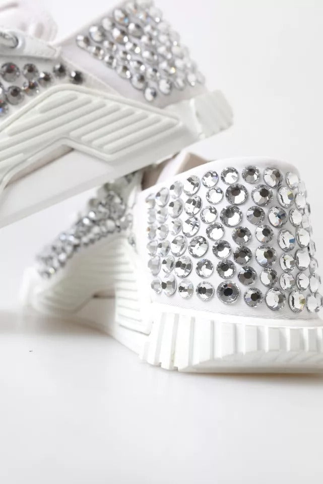 Dolce & Gabbana Weiß NS1 Canvas Leder verschönert Turnschuhe Schuhe