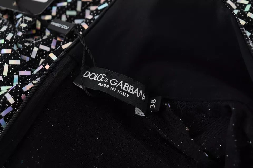 Dolce & Gabbana Schwarzes verschönertes Nylon-Bodycon-Minikleid