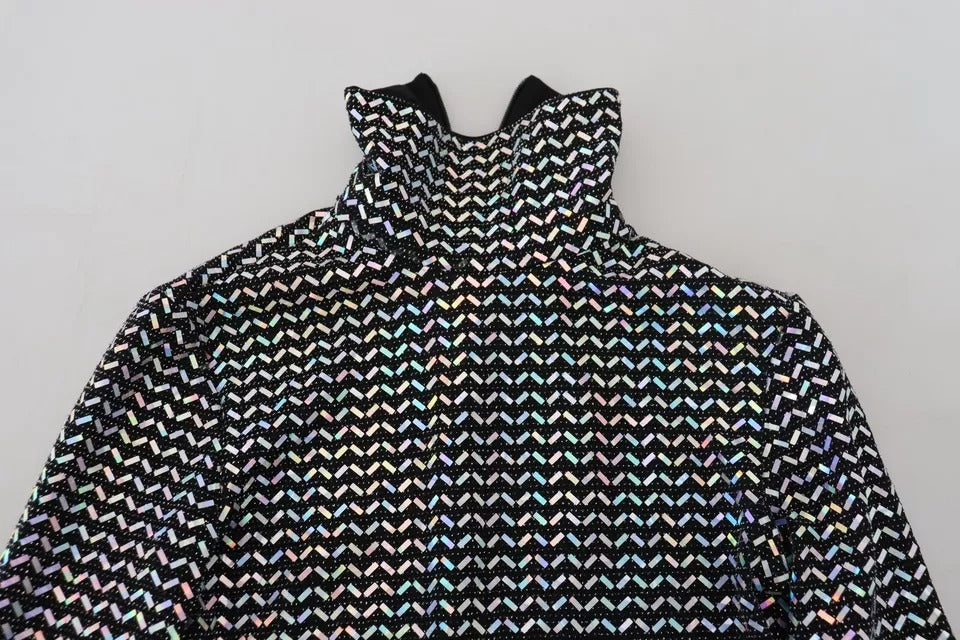 Dolce & Gabbana Schwarzes verschönertes Nylon-Bodycon-Minikleid