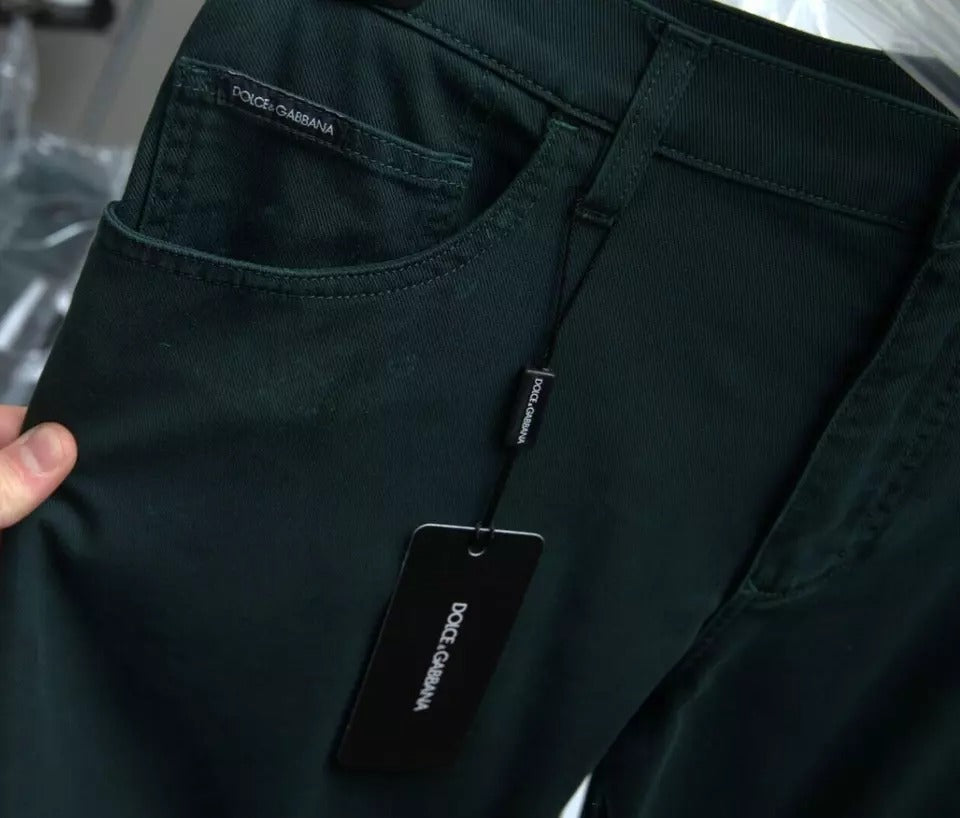 Dolce & Gabbana Grüne Baumwoll-Stretch-Skinny-Denim-Jeans für Männer