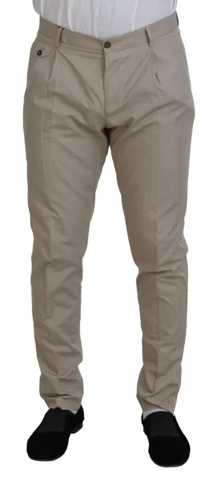 Dolce & Gabbana Beige Baumwolle Chino Männer Formelle Hosen