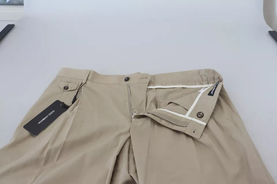 Dolce & Gabbana Beige Baumwolle Chino Männer Formelle Hosen