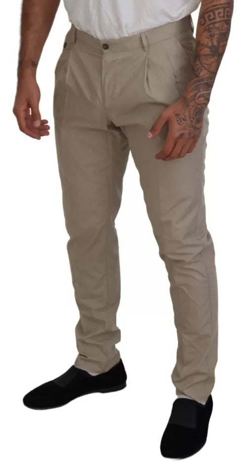 Dolce & Gabbana Beige Baumwolle Chino Männer Formelle Hosen