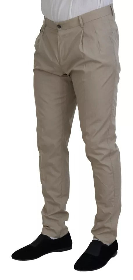 Dolce & Gabbana Beige Baumwolle Chino Männer Formelle Hosen