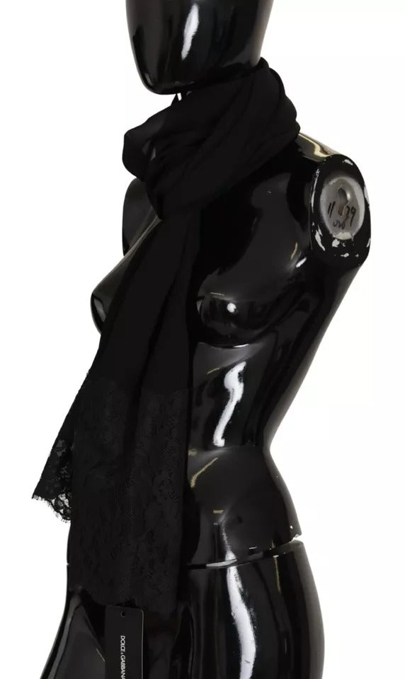 Dolce & Gabbana Brauner Seiden-Wickeltuch-Schal Floral Lace Scarf