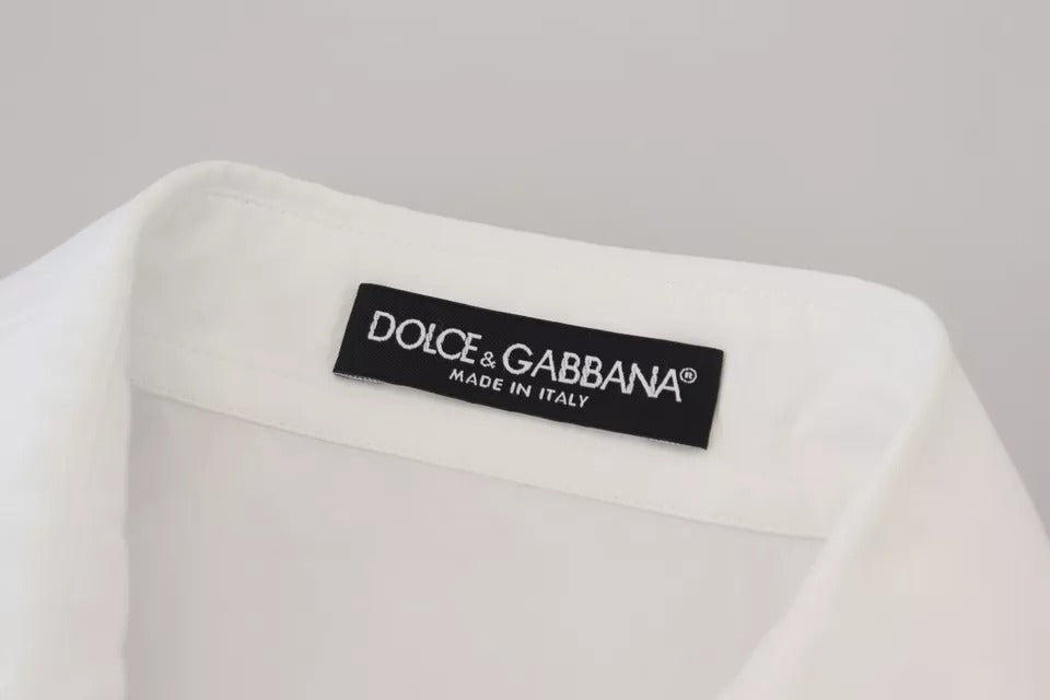 Dolce & Gabbana Weißes Baumwollhemd mit kurzen Ärmeln und Knopfleiste