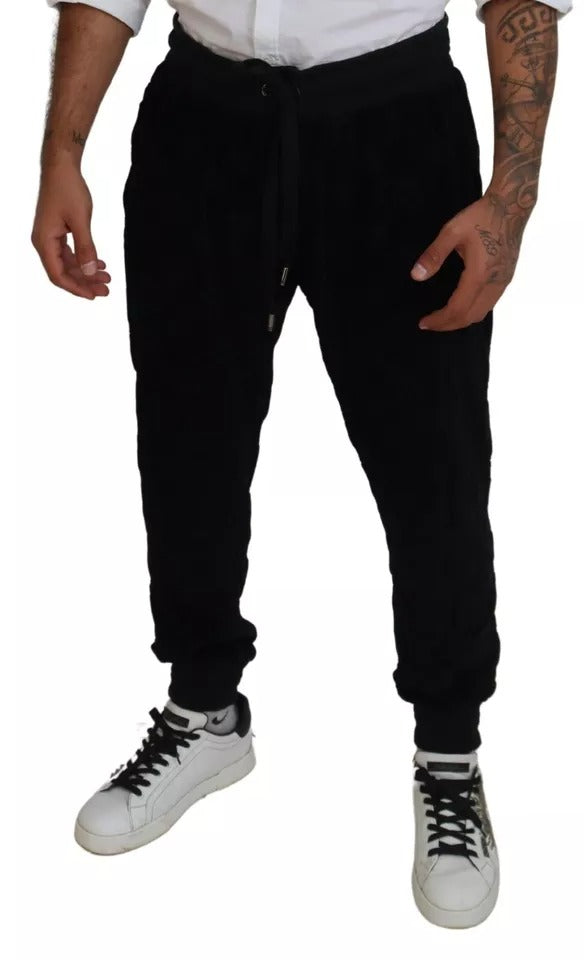 Dolce & Gabbana Schwarze Baumwoll-Skinny-Jogger-Sweatpants-Hose