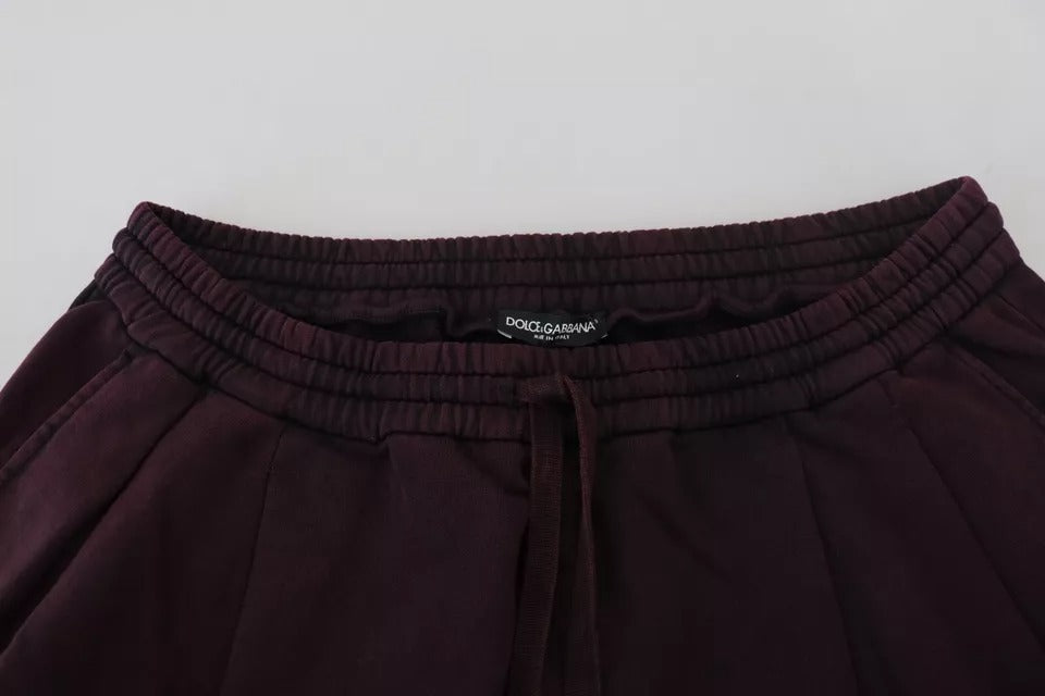 Dolce & Gabbana Bordeauxfarbene Baumwoll-Cargo-Jogger-Sweatpants-Hose