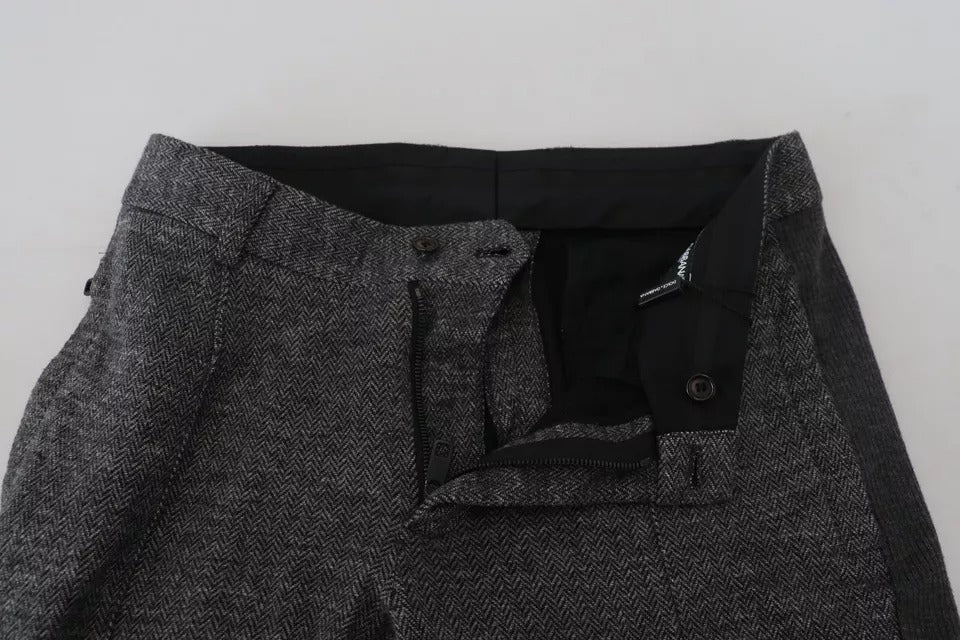 Dolce & Gabbana Graue Chevron-Viskose-Skinny-Hose