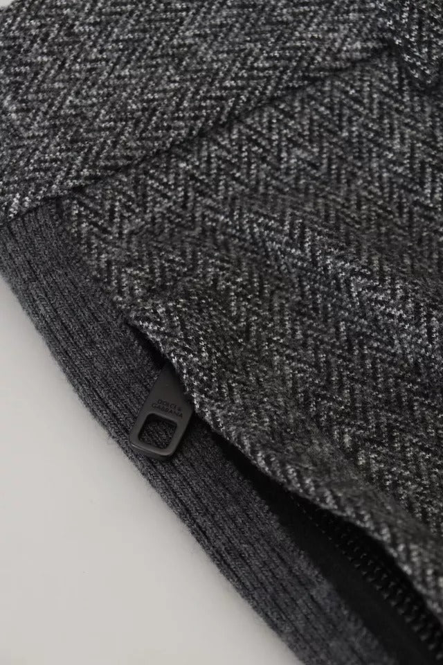 Dolce & Gabbana Graue Chevron-Viskose-Skinny-Hose