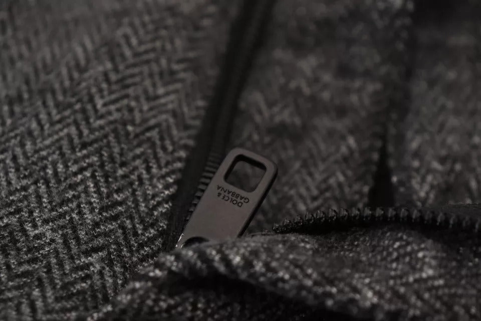 Dolce & Gabbana Graue Chevron-Viskose-Skinny-Hose