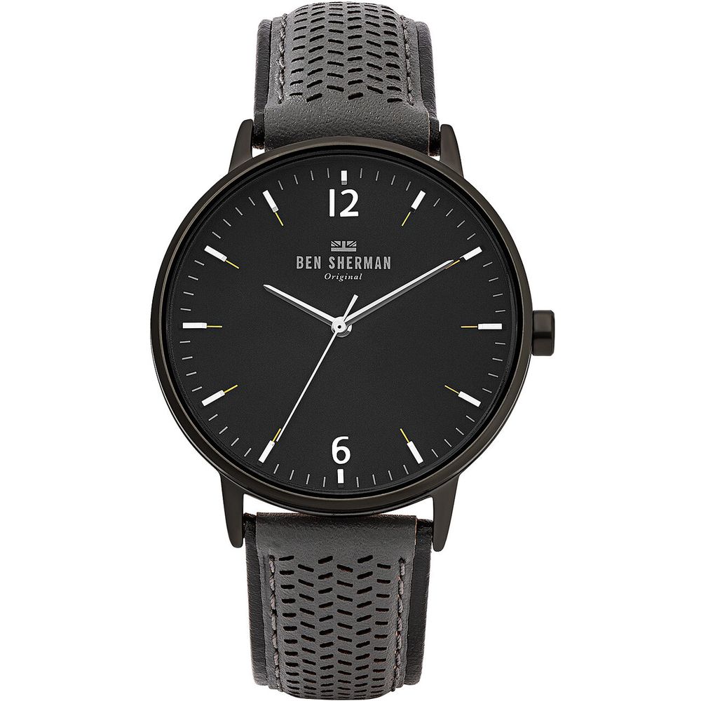 Ben Sherman Schwarze Leder-Armbanduhr