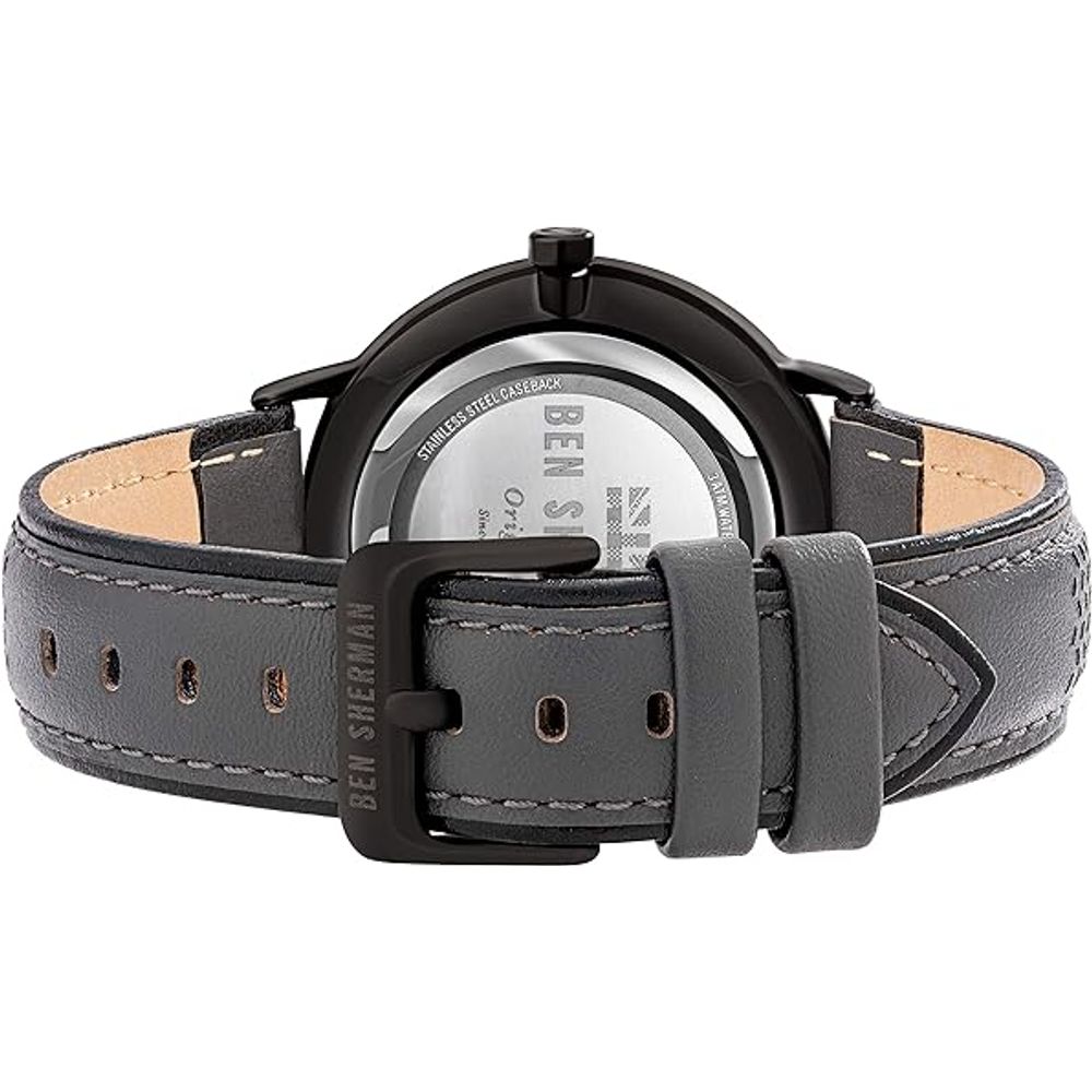 Ben Sherman Schwarze Leder-Armbanduhr