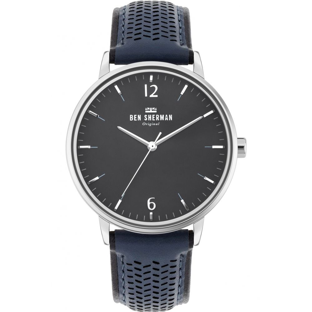 Ben Sherman Elegante blaue Leder-Armbanduhr