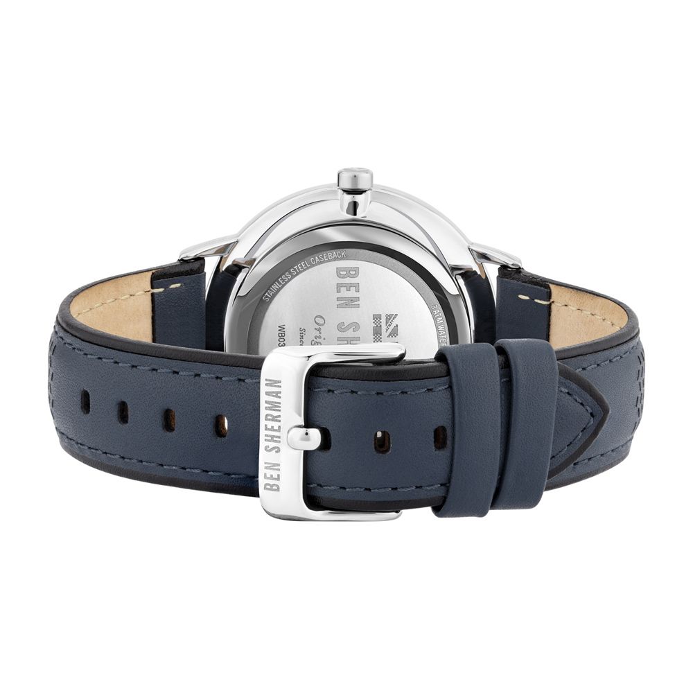 Ben Sherman Elegante blaue Leder-Armbanduhr