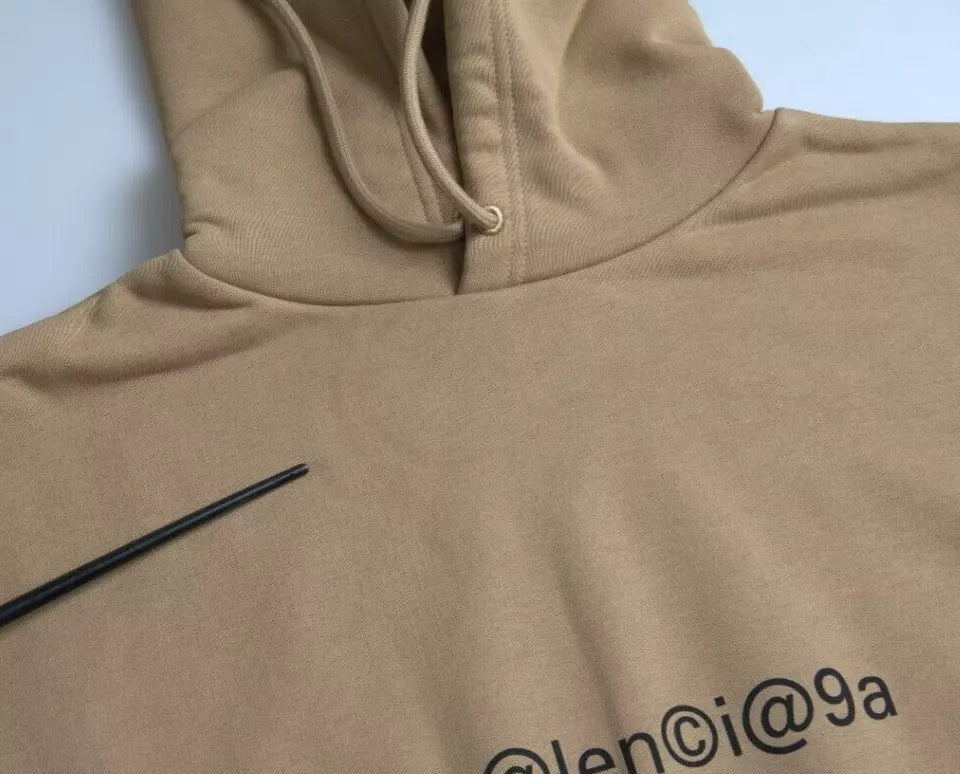 Balenciaga Brauner Symbolischer Molton Bouclette Pullover mit Kapuze aus Baumwolle