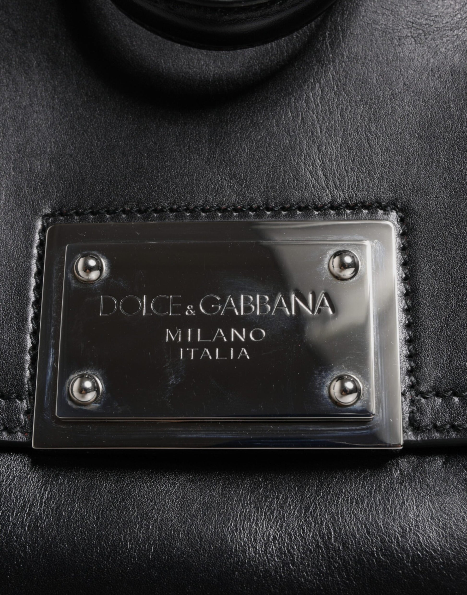 Dolce & Gabbana Schwarzes Kalbsleder SICILY Logo Plaque Top Handle Bag