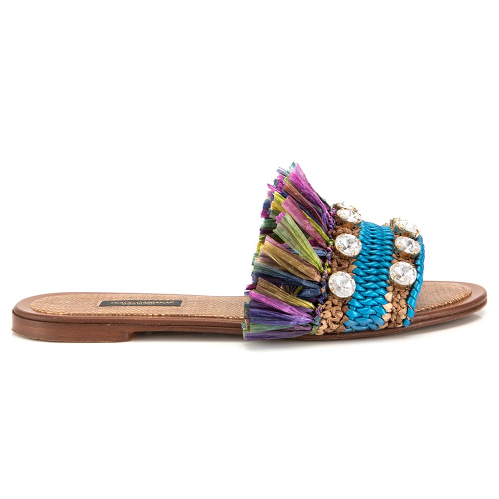 Dolce & Gabbana Multicolor Lammfell Damen Sandale