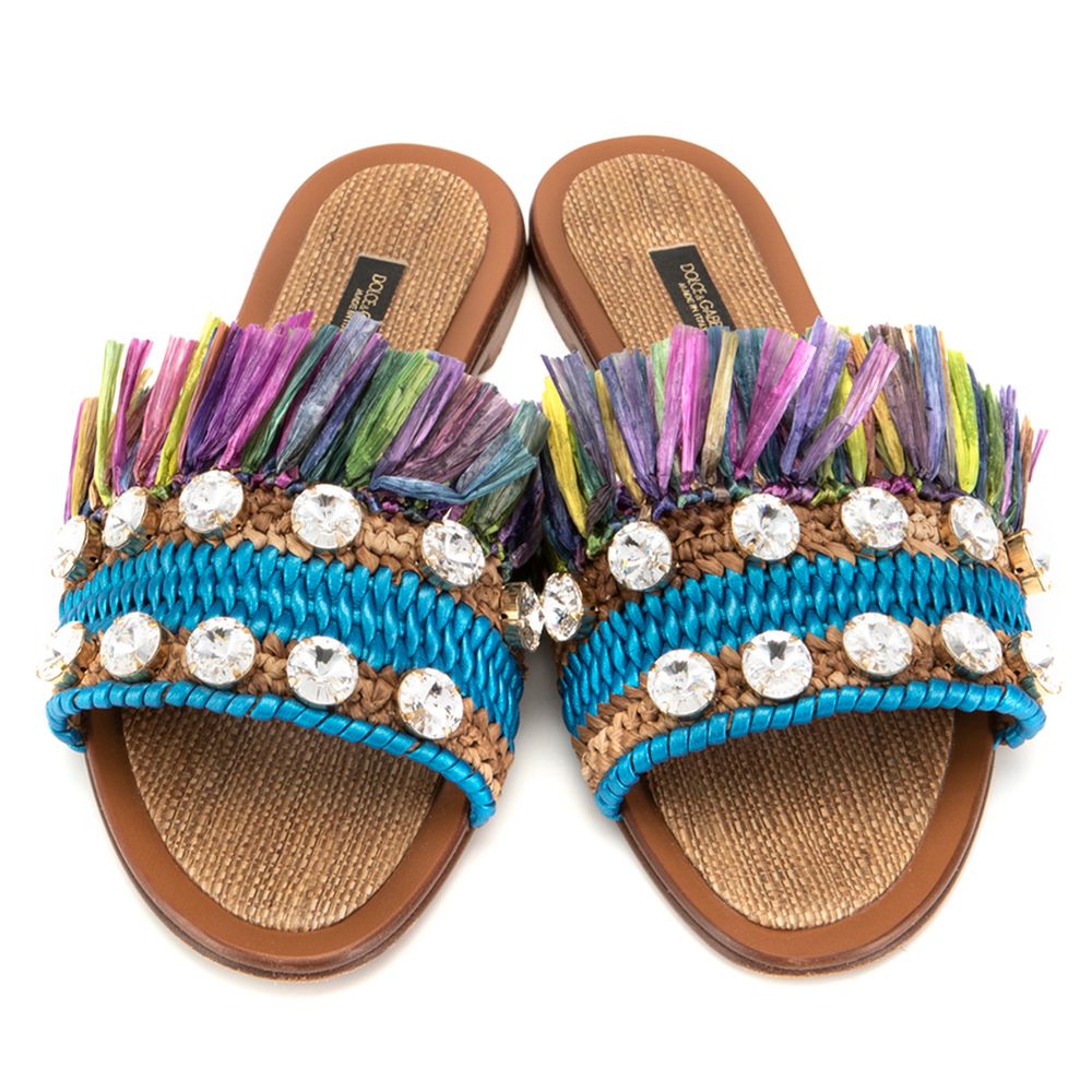 Dolce & Gabbana Multicolor Lammfell Damen Sandale