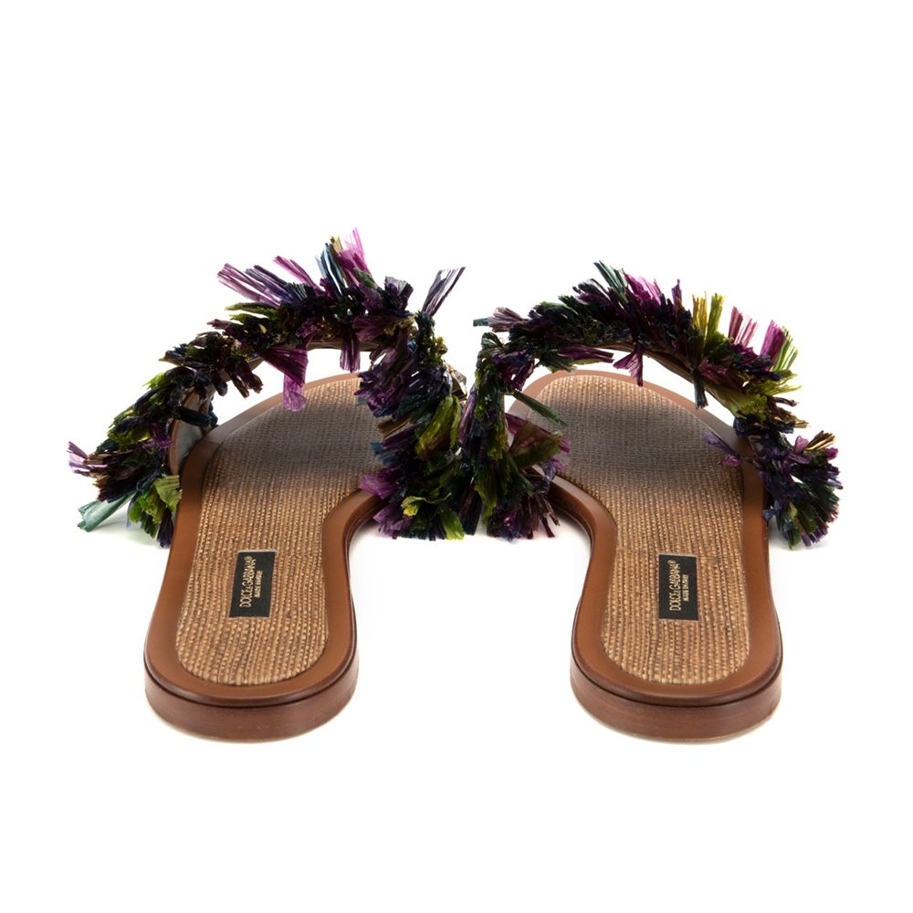 Dolce & Gabbana Multicolor Lammfell Damen Sandale