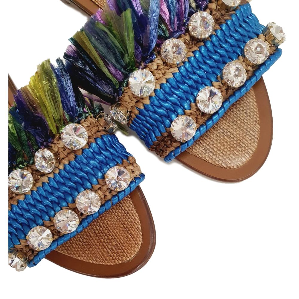 Dolce & Gabbana Multicolor Lammfell Damen Sandale