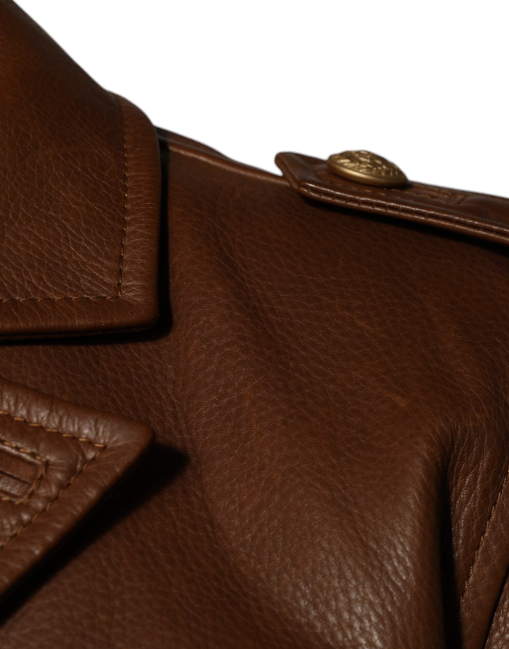 Dolce & Gabbana Braune Kalbslederjacke mit Knopfleiste