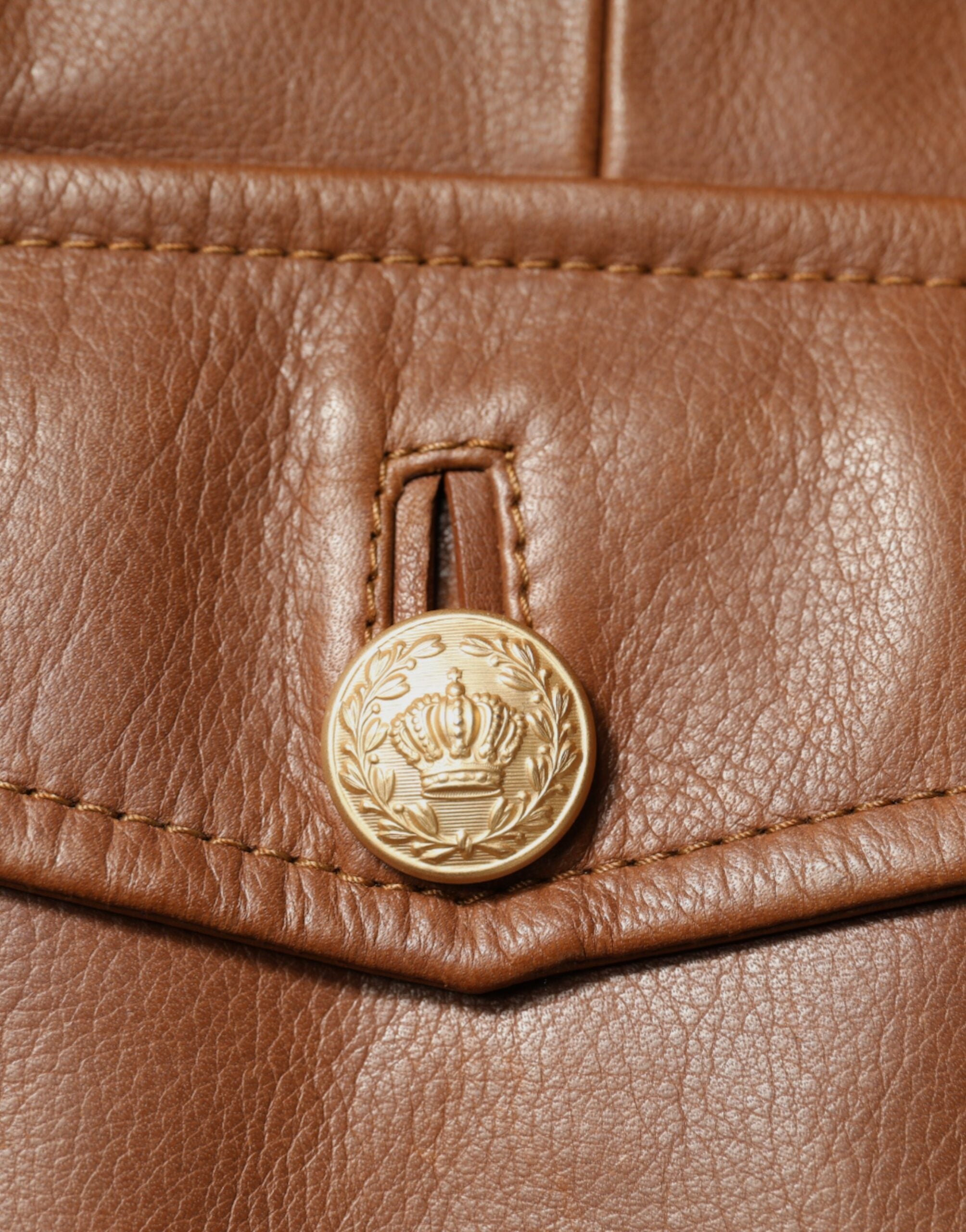 Dolce & Gabbana Braune Kalbslederjacke mit Knopfleiste