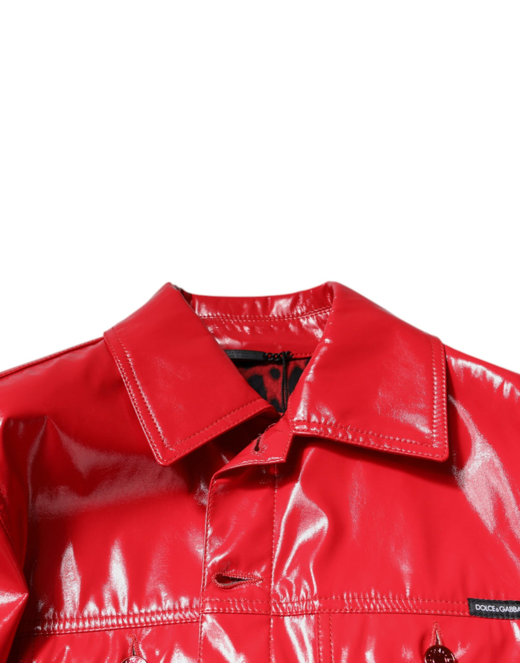 Dolce & Gabbana Rote Polyester-Knopfleiste Jacke mit Kragen